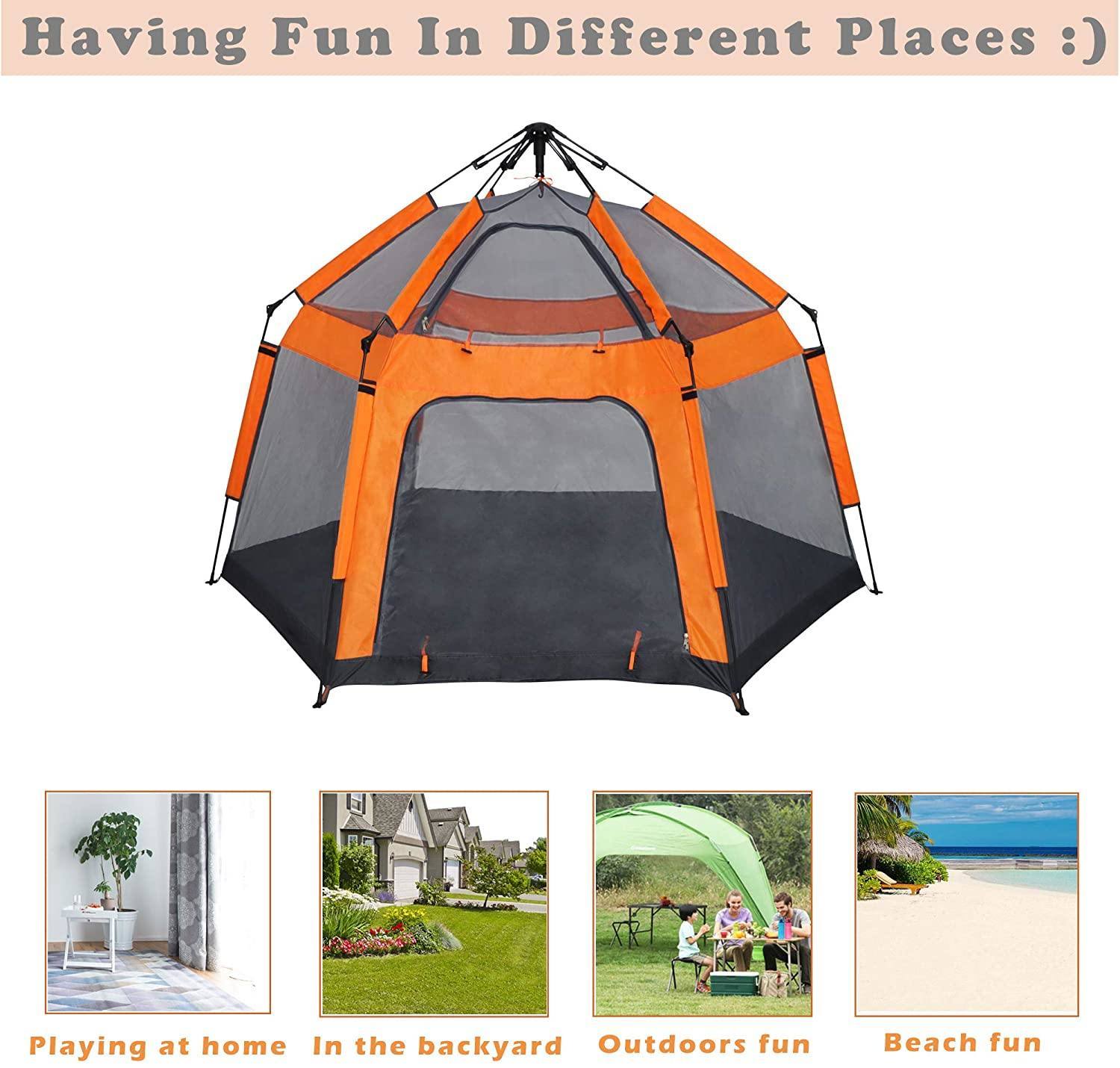 Kids Play Tent Pop Up Portable Hexagon Playhouse for Backyard Patio Indoor Outdoor Breathable Tent House Children Boys Girls Playing Have Fun Doba